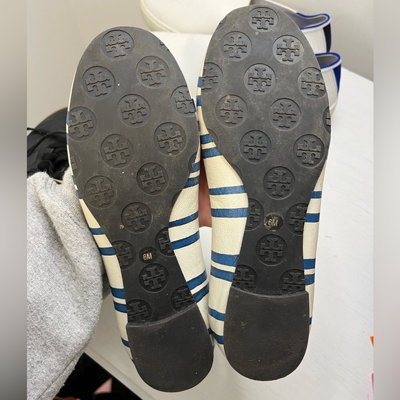Tory Burch Reva Nautical Stripe Leather Ballet Flat sz 6 - Picture 5 of 9